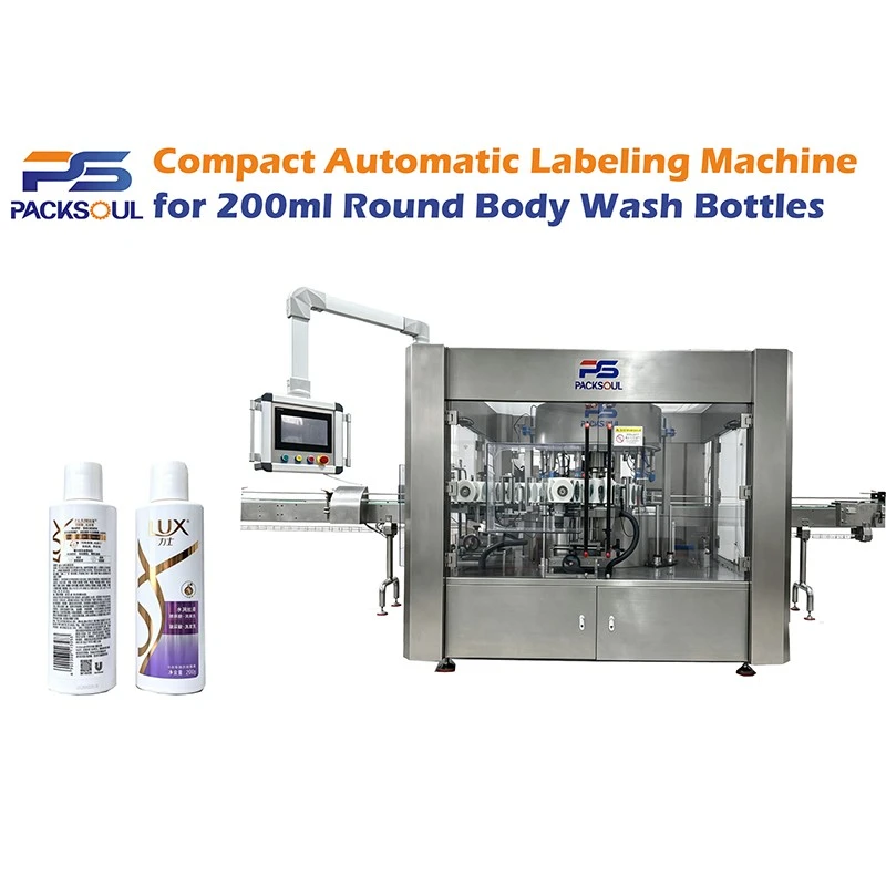 Máy dán nhãn chai sữa tắm 200ml